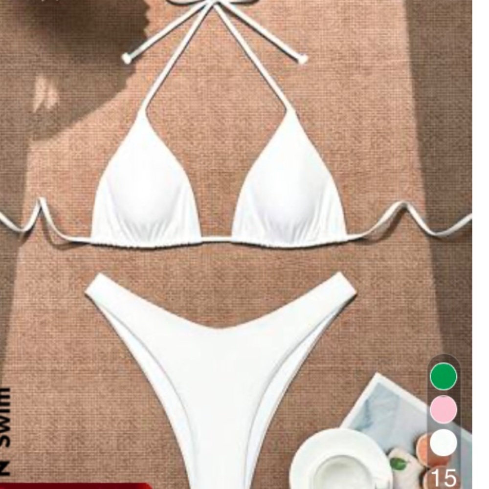 SHEIN White Triangle Bikini Minimalist Swimwear
High Cut Bikini Bottoms. BNWT